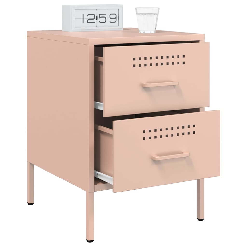 Pink Steel Bedside Cabinets Set of 2 - 36x39x50.5 cm