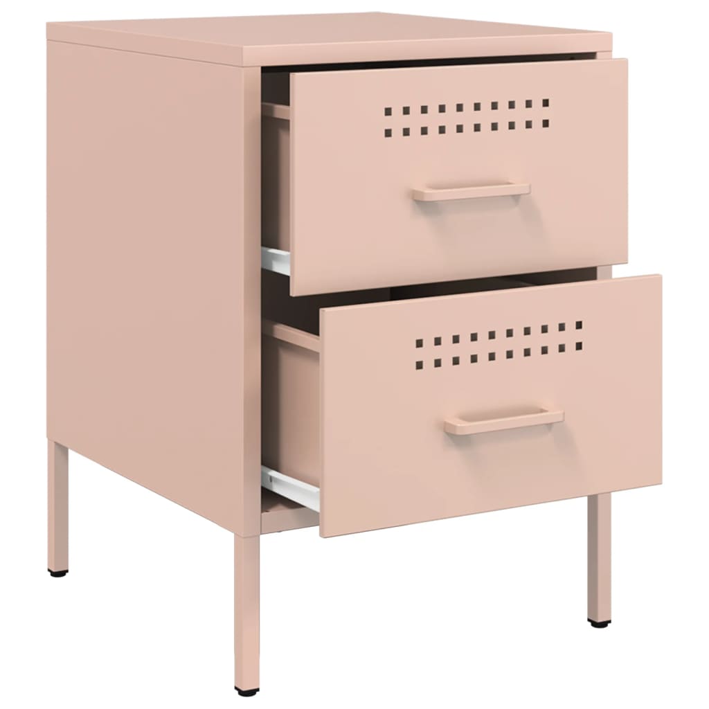 Pink Steel Bedside Cabinets Set of 2 - 36x39x50.5 cm