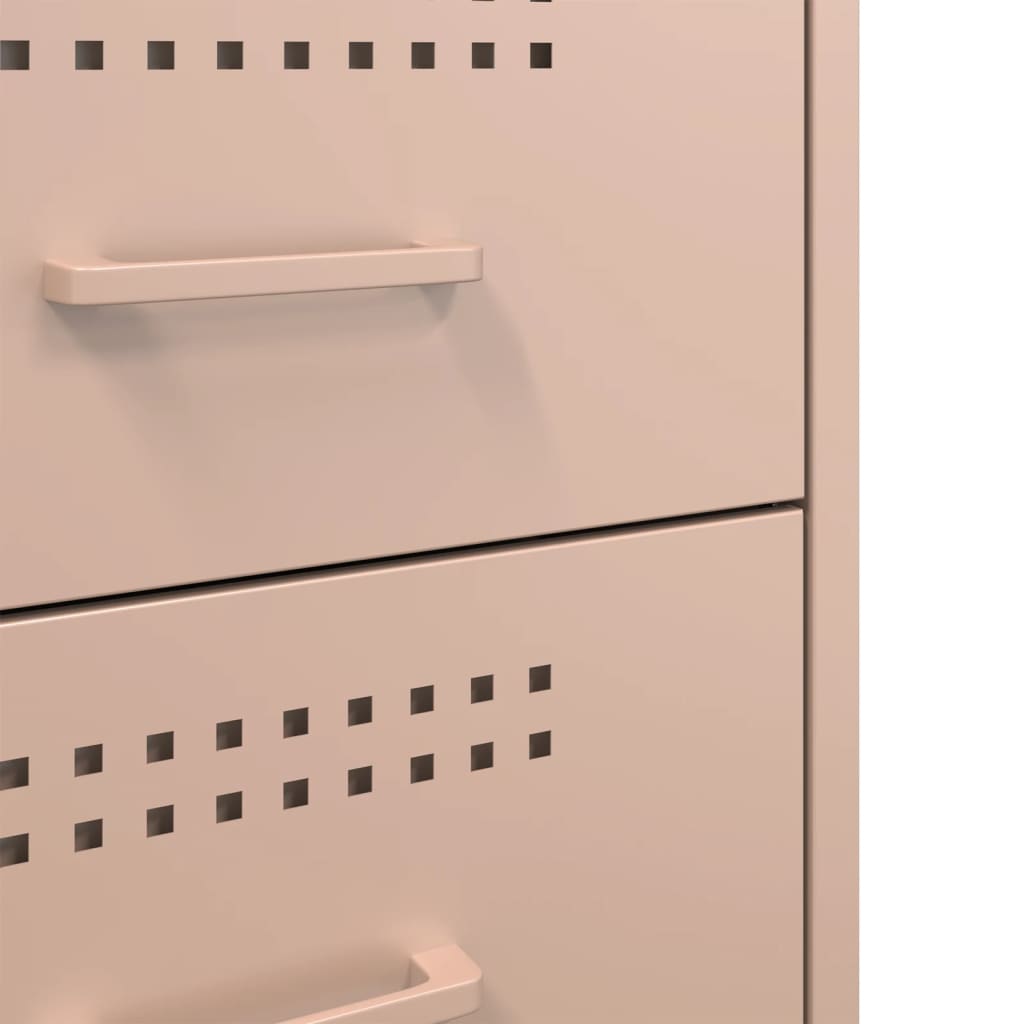 Pink Steel Bedside Cabinets Set of 2 - 36x39x50.5 cm