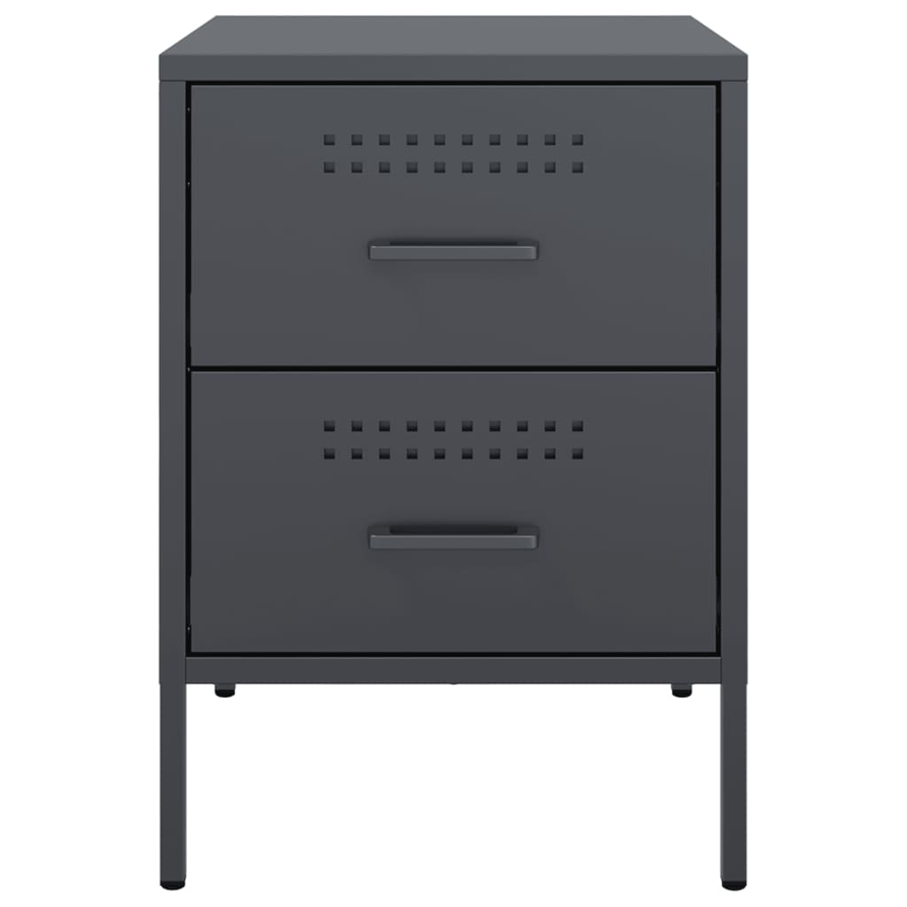 Anthracite Steel Bedside Cabinets Set of 2 - 36x39x50.5 cm