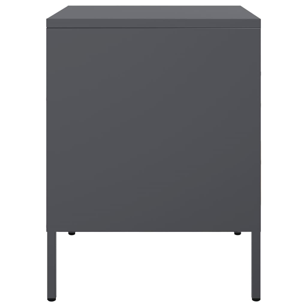 Anthracite Steel Bedside Cabinets Set of 2 - 36x39x50.5 cm