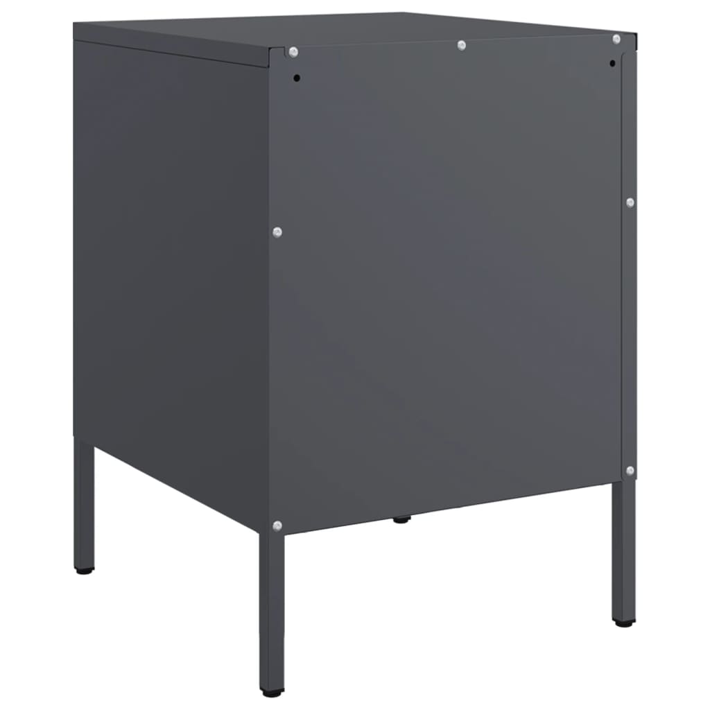 Anthracite Steel Bedside Cabinets Set of 2 - 36x39x50.5 cm