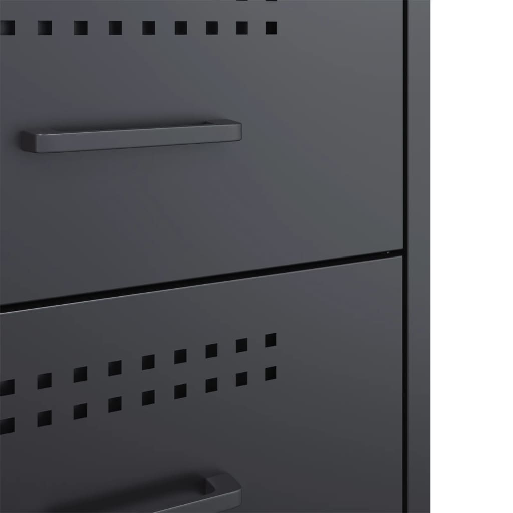 Anthracite Steel Bedside Cabinets Set of 2 - 36x39x50.5 cm