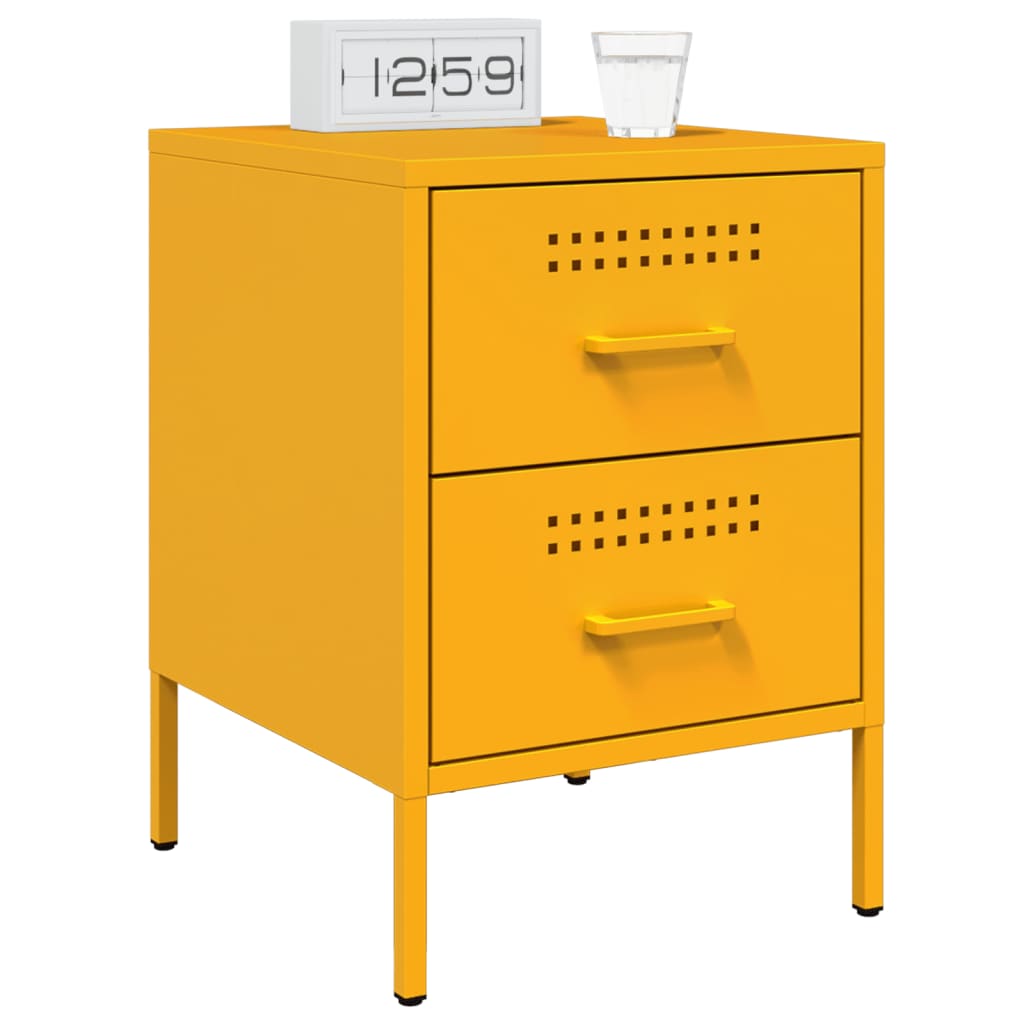 Mustard Yellow Steel Bedside Cabinets 2 Pcs - 36x39x50.5 cm