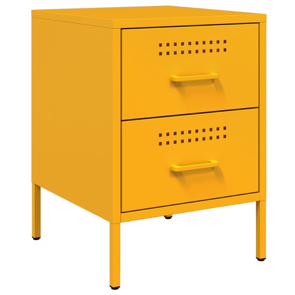 Mustard Yellow Steel Bedside Cabinets 2 Pcs - 36x39x50.5 cm