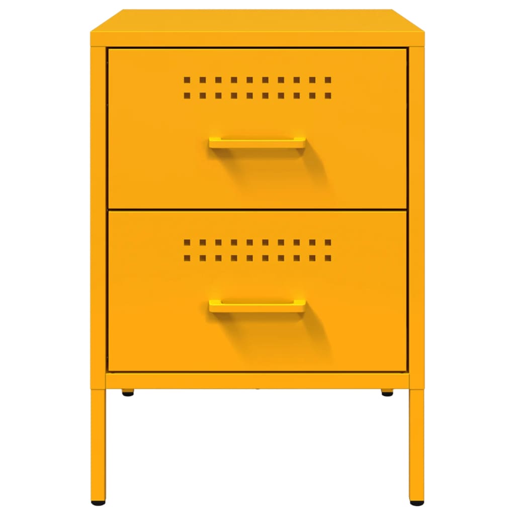 Mustard Yellow Steel Bedside Cabinets 2 Pcs - 36x39x50.5 cm