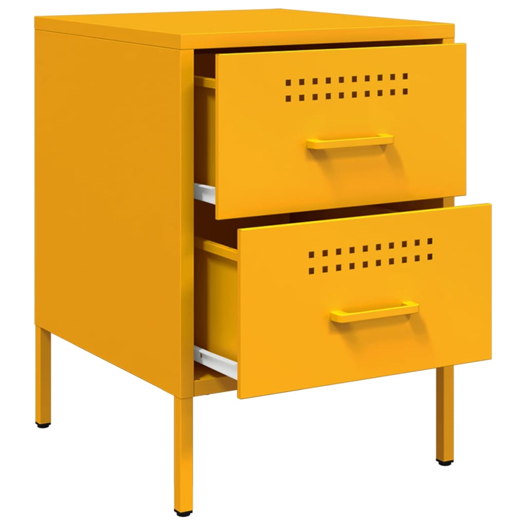 Mustard Yellow Steel Bedside Cabinets 2 Pcs - 36x39x50.5 cm
