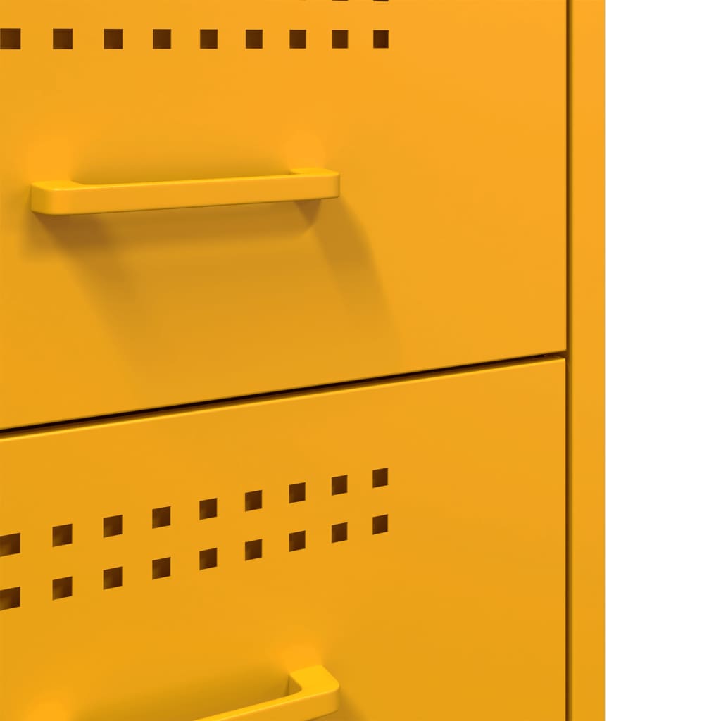 Mustard Yellow Steel Bedside Cabinets 2 Pcs - 36x39x50.5 cm