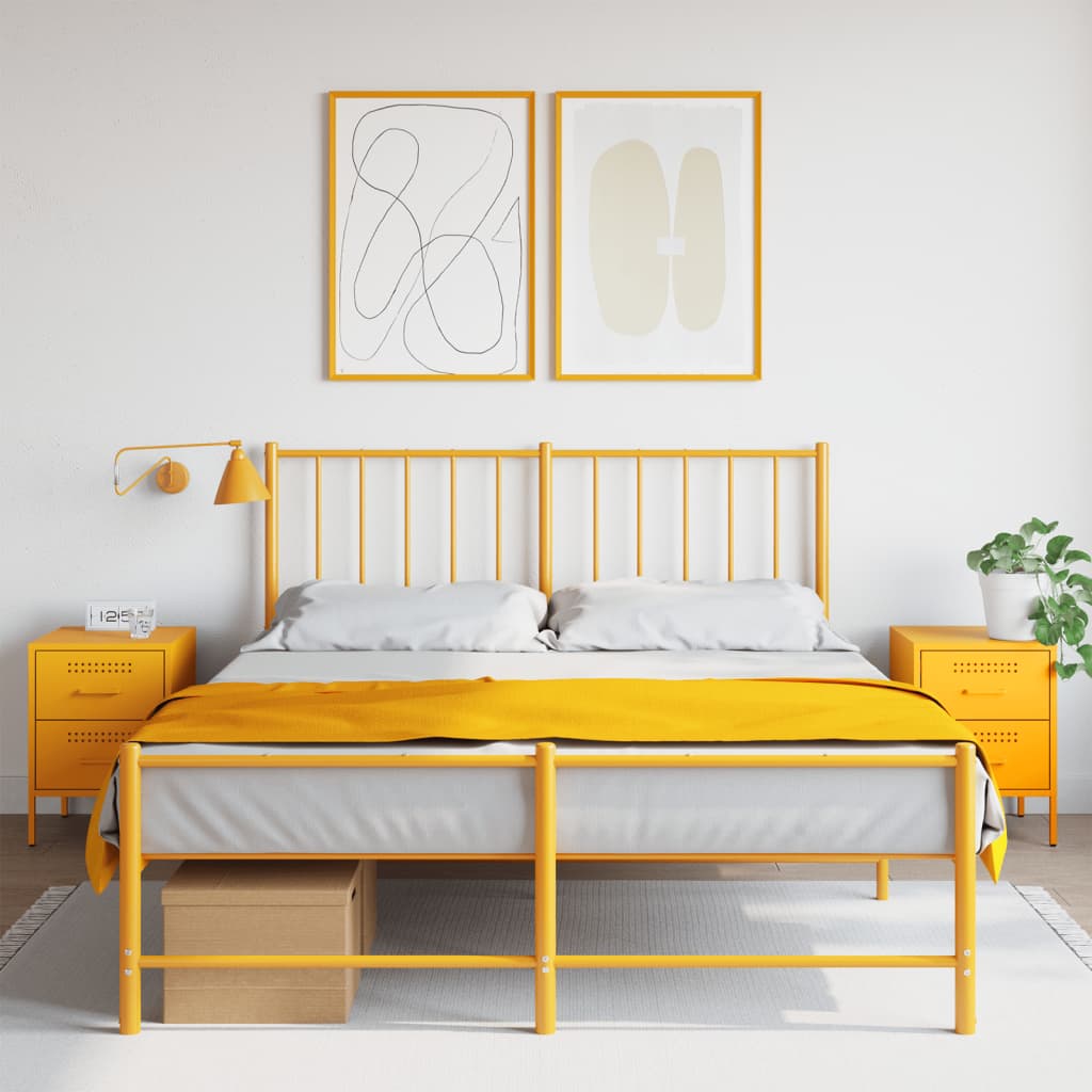 Mustard Yellow Steel Bedside Cabinets 2 Pcs - 36x39x50.5 cm