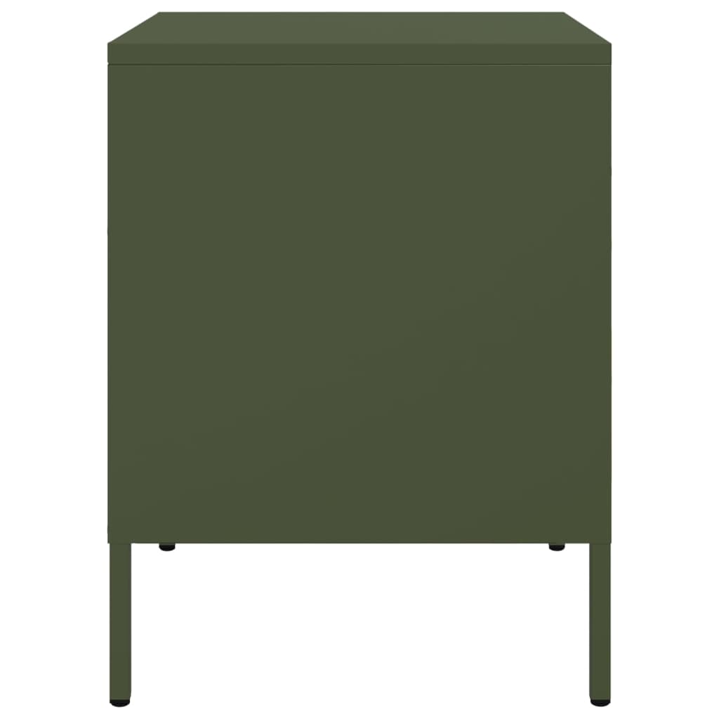Olive Green Steel Bedside Cabinet - 36x39x50.5 cm
