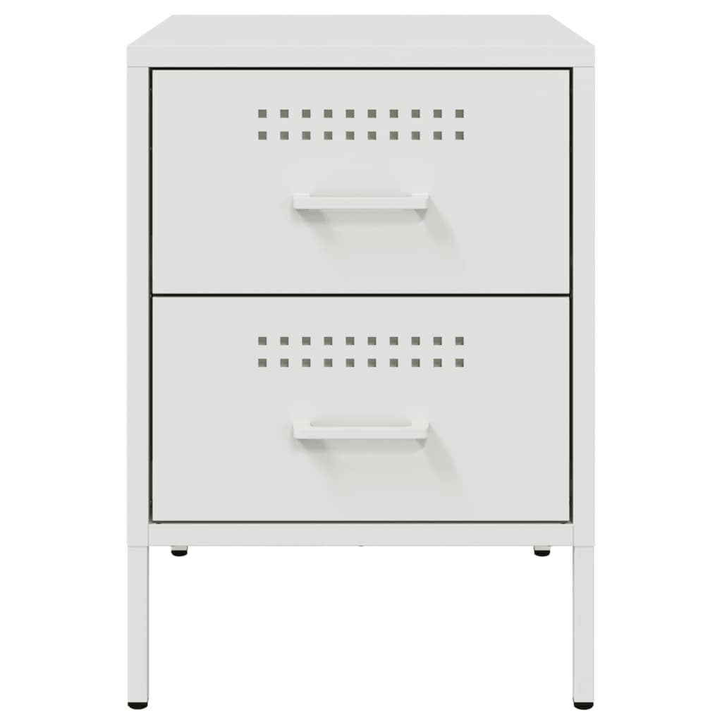 White Steel Bedside Cabinet 36x39x50.5 cm - Modern Design