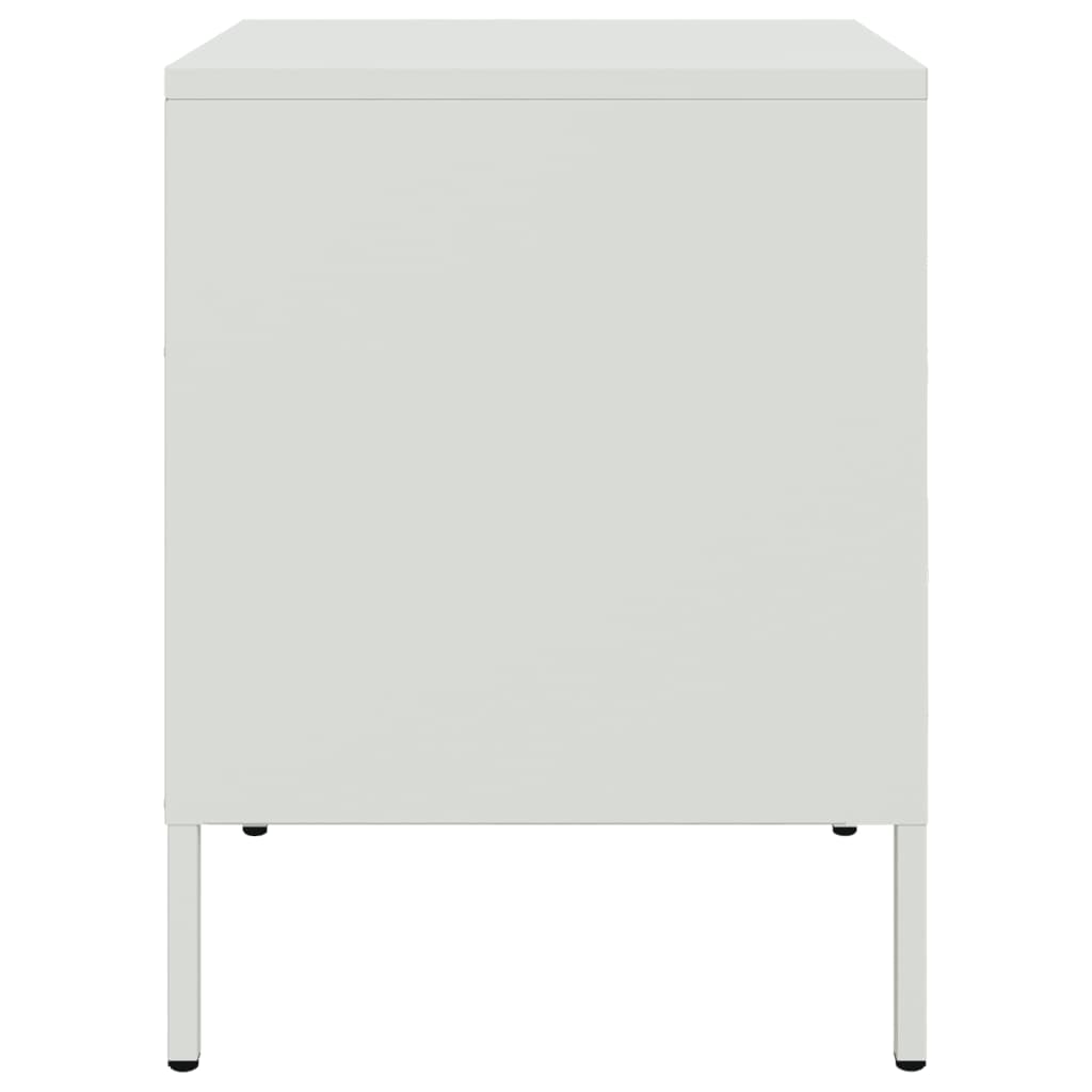 White Steel Bedside Cabinet 36x39x50.5 cm - Modern Design