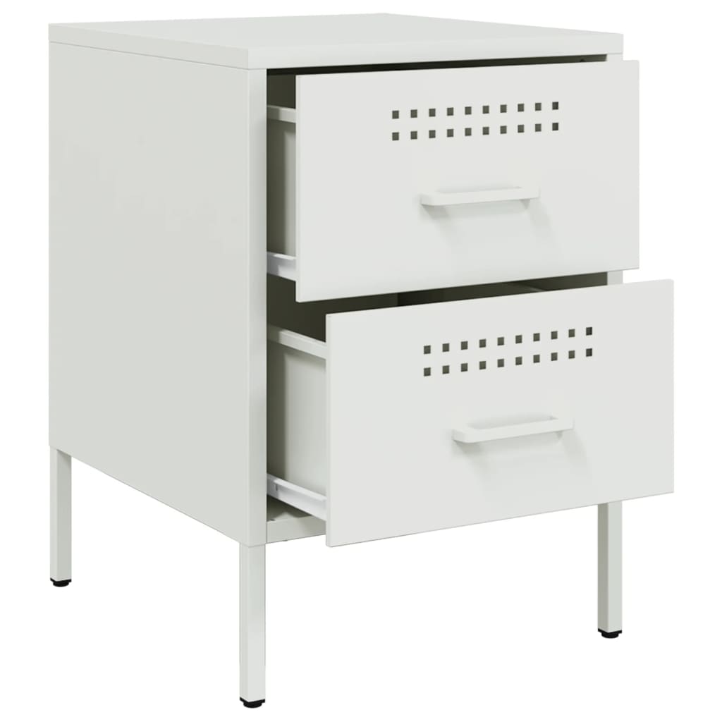 White Steel Bedside Cabinet 36x39x50.5 cm - Modern Design