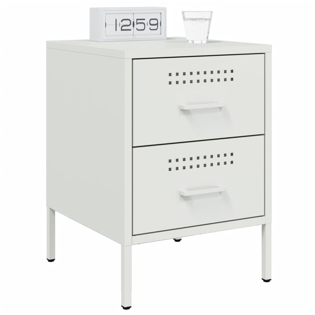 White Steel Bedside Cabinets 2 pcs - Compact 36x39x50.5 cm