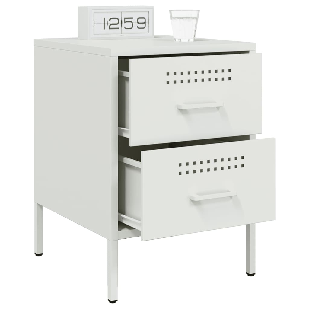 White Steel Bedside Cabinets 2 pcs - Compact 36x39x50.5 cm