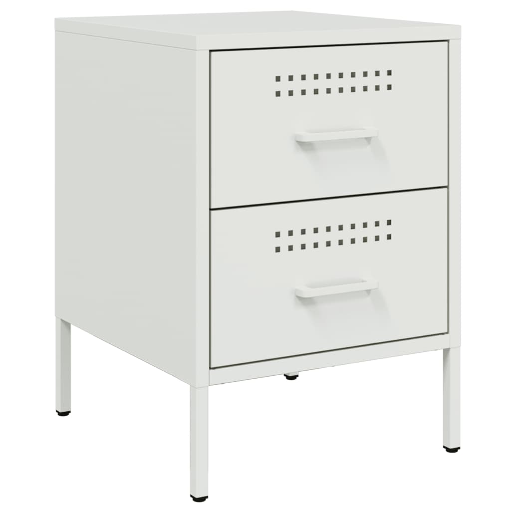 White Steel Bedside Cabinets 2 pcs - Compact 36x39x50.5 cm