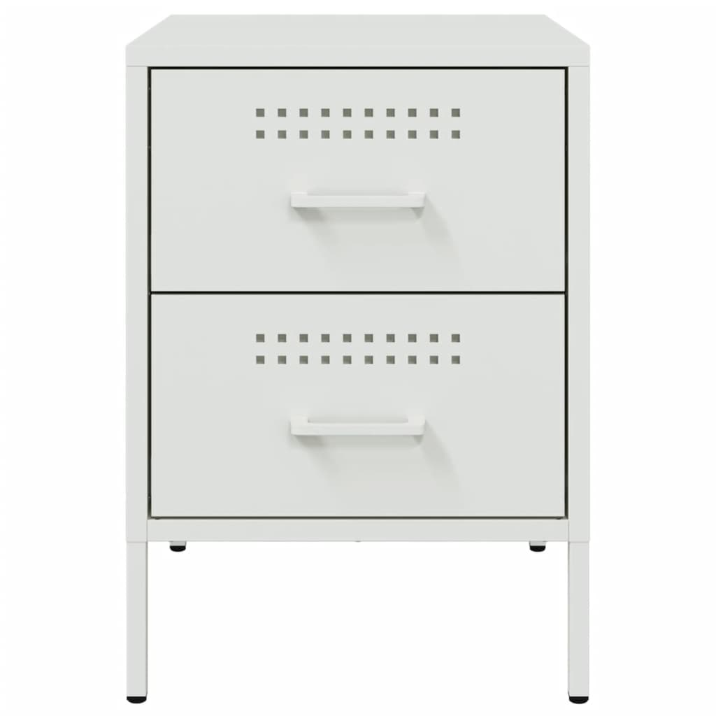 White Steel Bedside Cabinets 2 pcs - Compact 36x39x50.5 cm