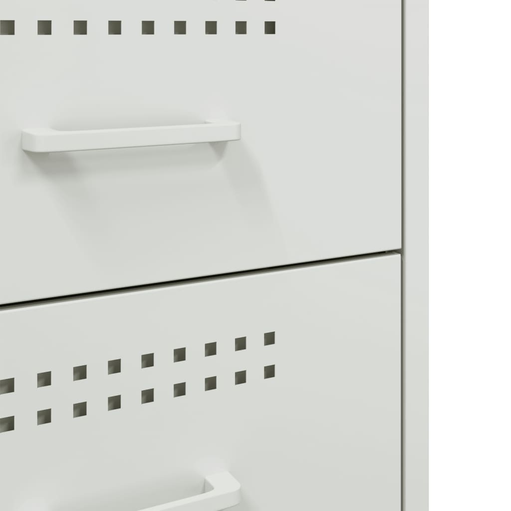 White Steel Bedside Cabinets 2 pcs - Compact 36x39x50.5 cm