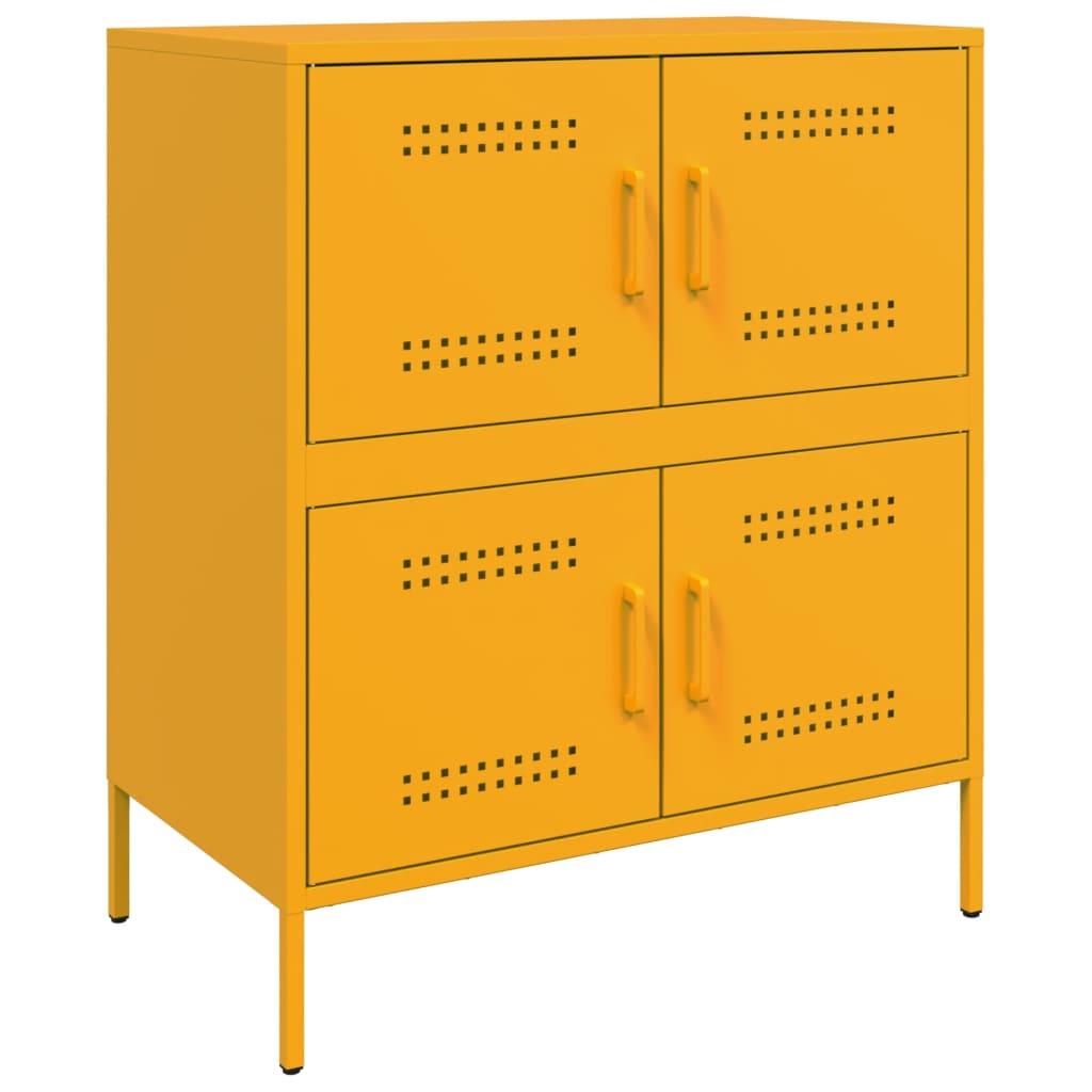 Mustard Yellow Steel Sideboard - 68x39x79 cm Stylish Storage Solution