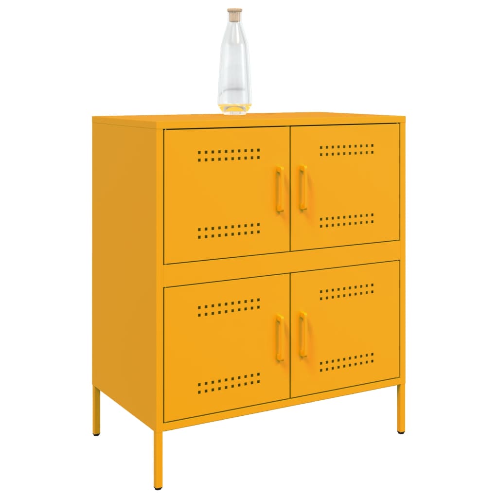 Mustard Yellow Steel Sideboard - 68x39x79 cm Stylish Storage Solution