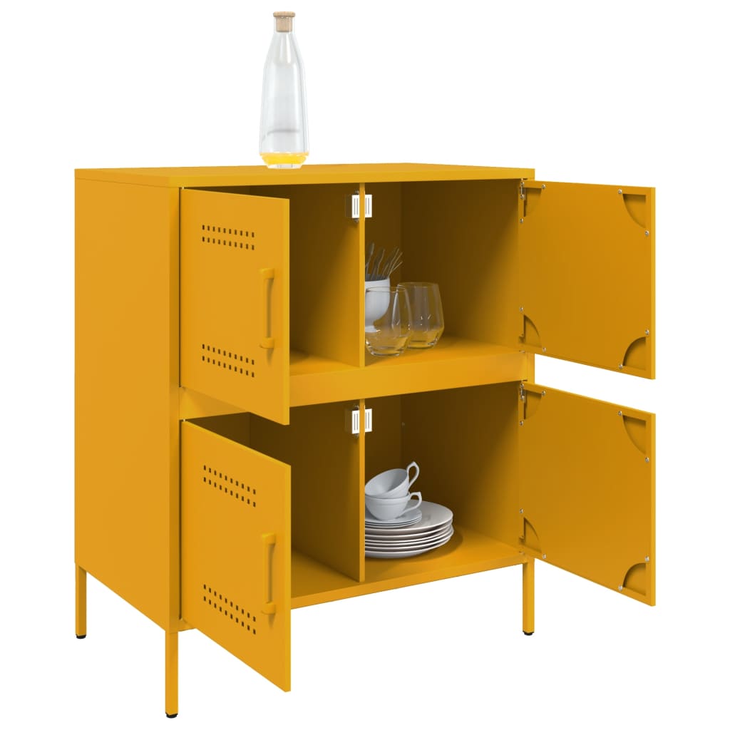 Mustard Yellow Steel Sideboard - 68x39x79 cm Stylish Storage Solution