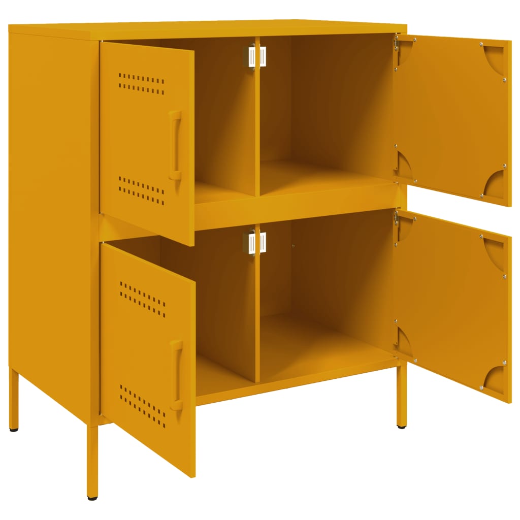 Mustard Yellow Steel Sideboard - 68x39x79 cm Stylish Storage Solution