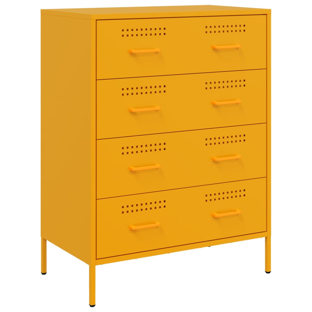 Mustard Yellow Steel Sideboard 68x39x89 cm - Stylish & Durable