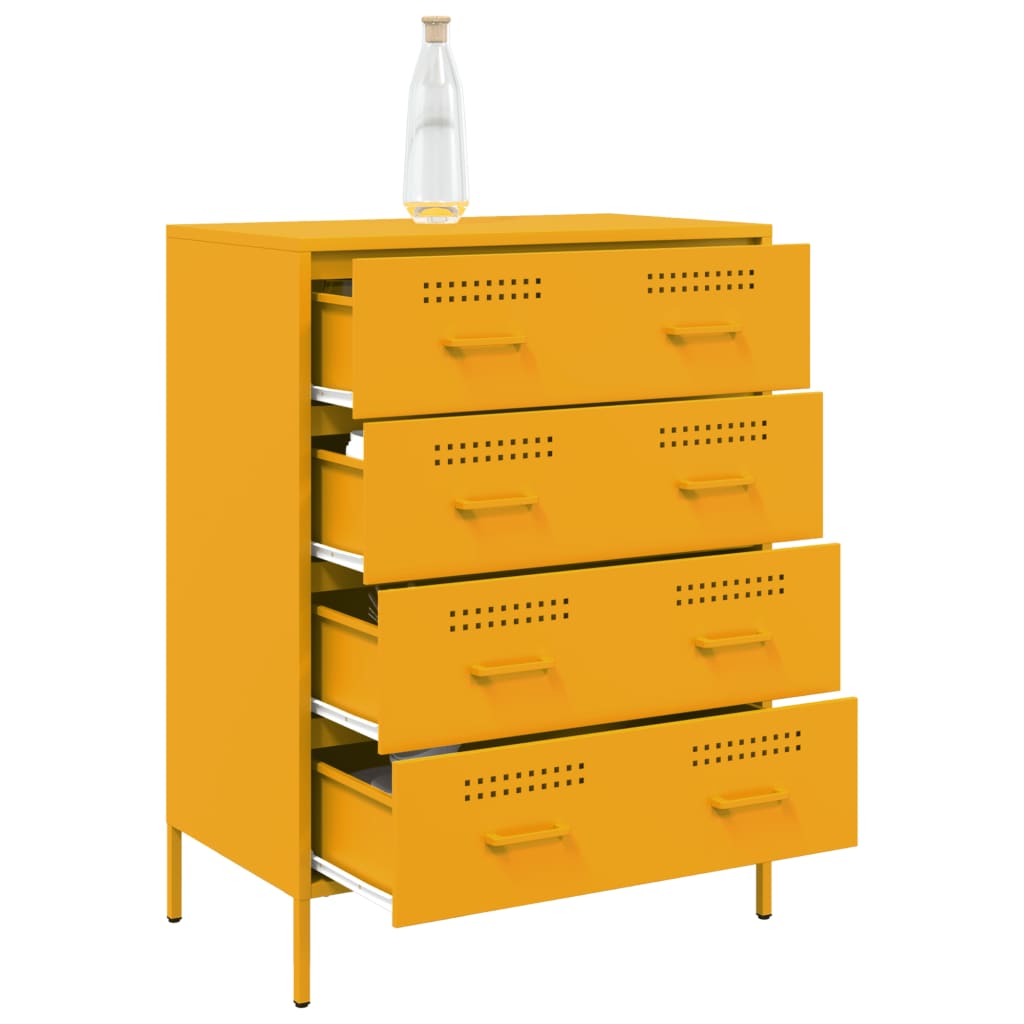 Mustard Yellow Steel Sideboard 68x39x89 cm - Stylish & Durable