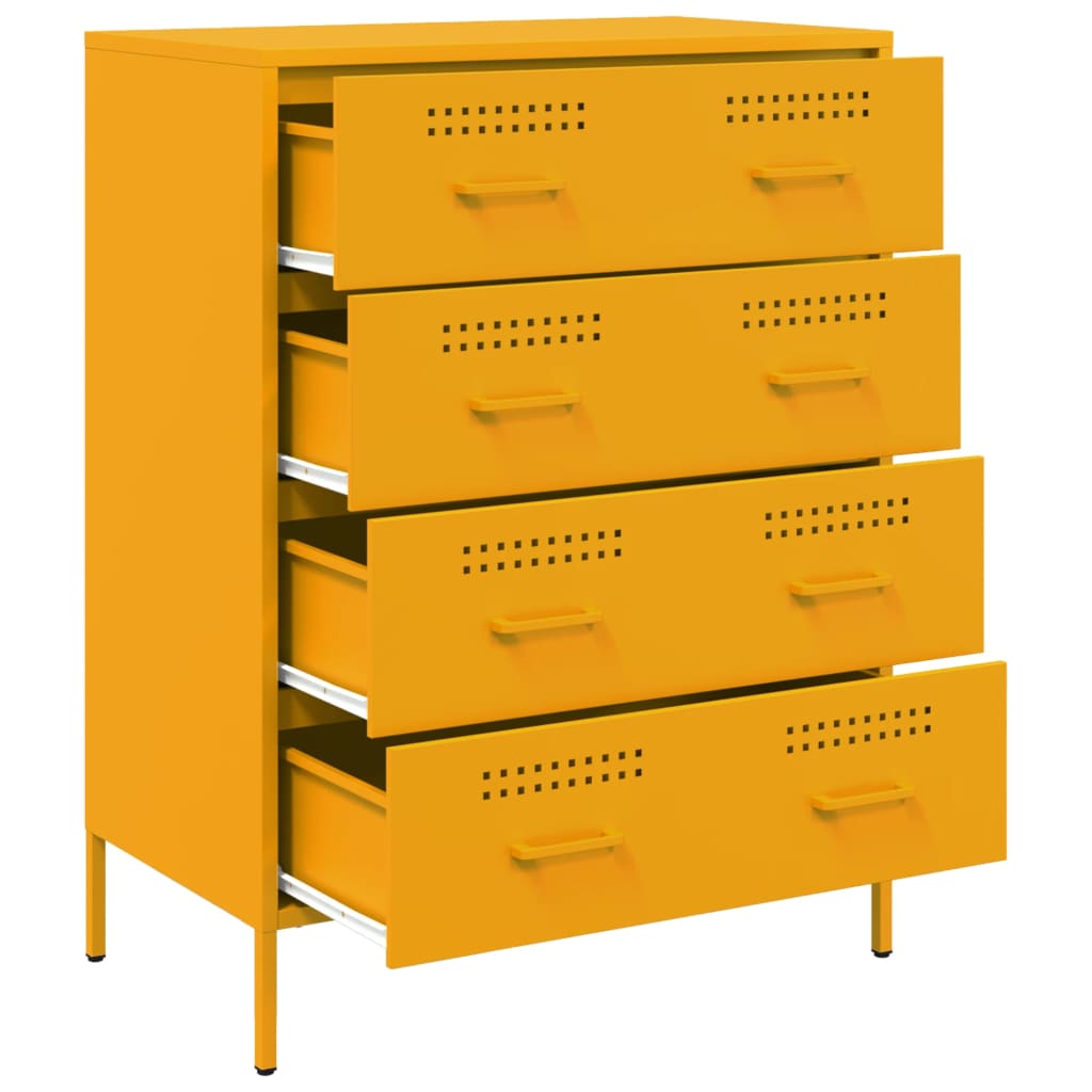 Mustard Yellow Steel Sideboard 68x39x89 cm - Stylish & Durable