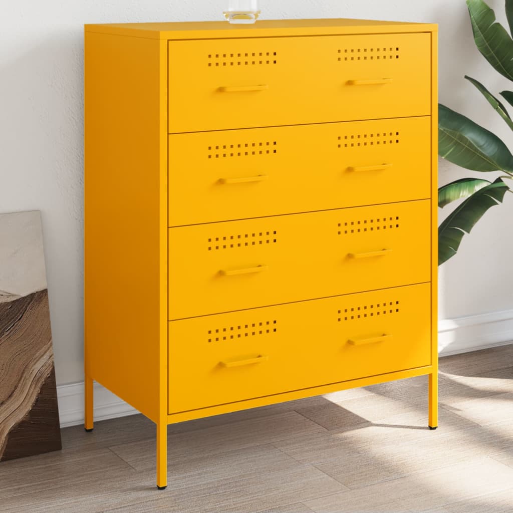 Mustard Yellow Steel Sideboard 68x39x89 cm - Stylish & Durable