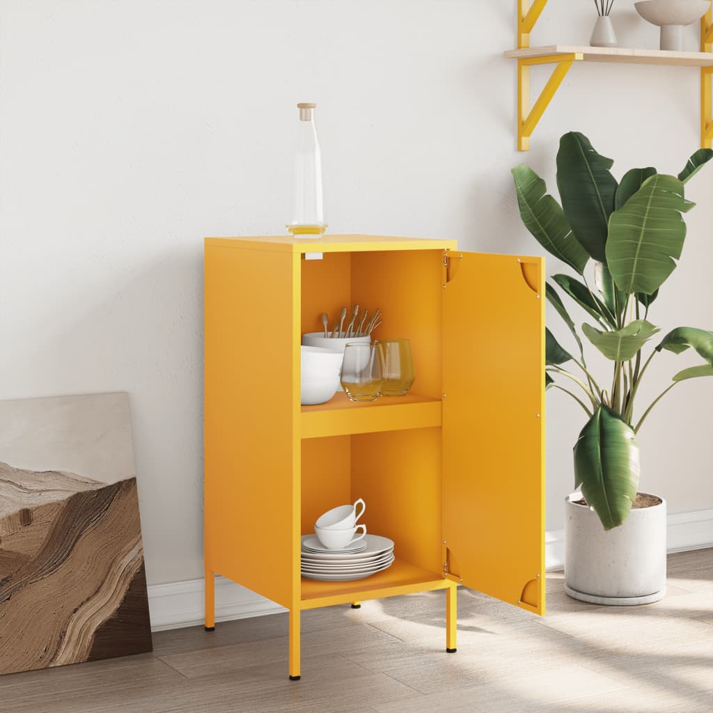 Mustard Yellow Steel Sideboard 36x39x79 cm - Stylish Storage Solution
