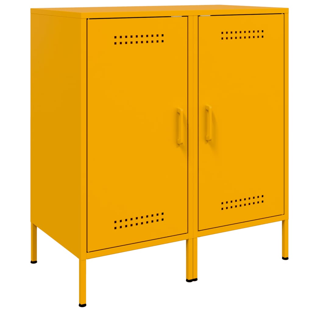 Mustard Yellow Steel Sideboards 2 Pcs - Modern 36x39x79 cm