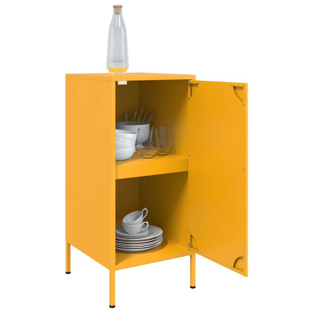 Mustard Yellow Steel Sideboards 2 Pcs - Modern 36x39x79 cm