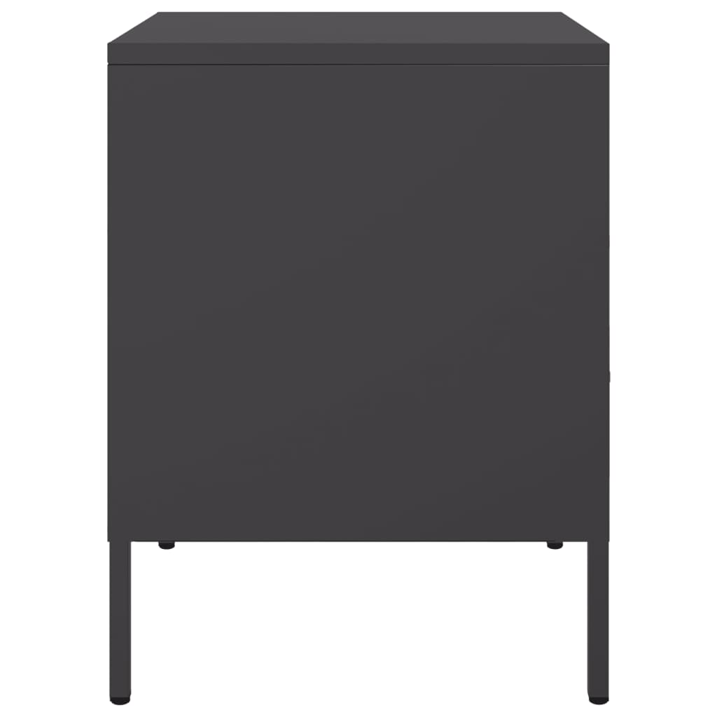 Sleek Black Steel Bedside Cabinet 36x39x50.5 cm