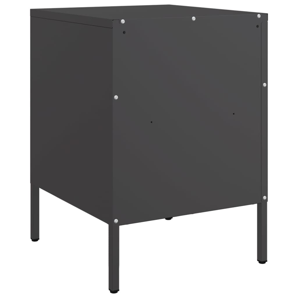 Sleek Black Steel Bedside Cabinet 36x39x50.5 cm