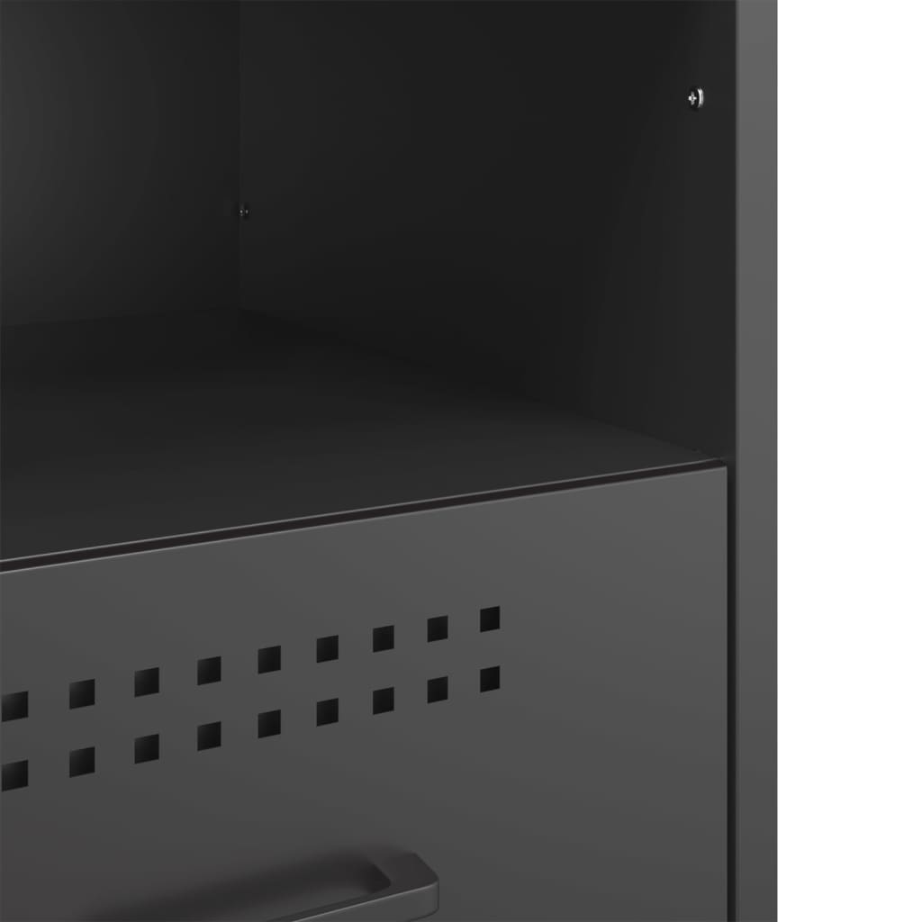 Sleek Black Steel Bedside Cabinet 36x39x50.5 cm
