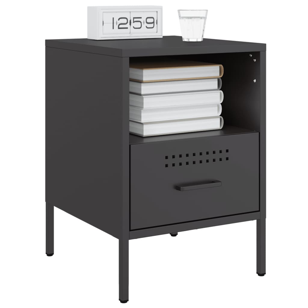 Black Steel Bedside Cabinets Set of 2 - 36x39x50.5 cm