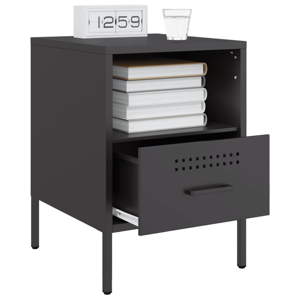 Black Steel Bedside Cabinets Set of 2 - 36x39x50.5 cm