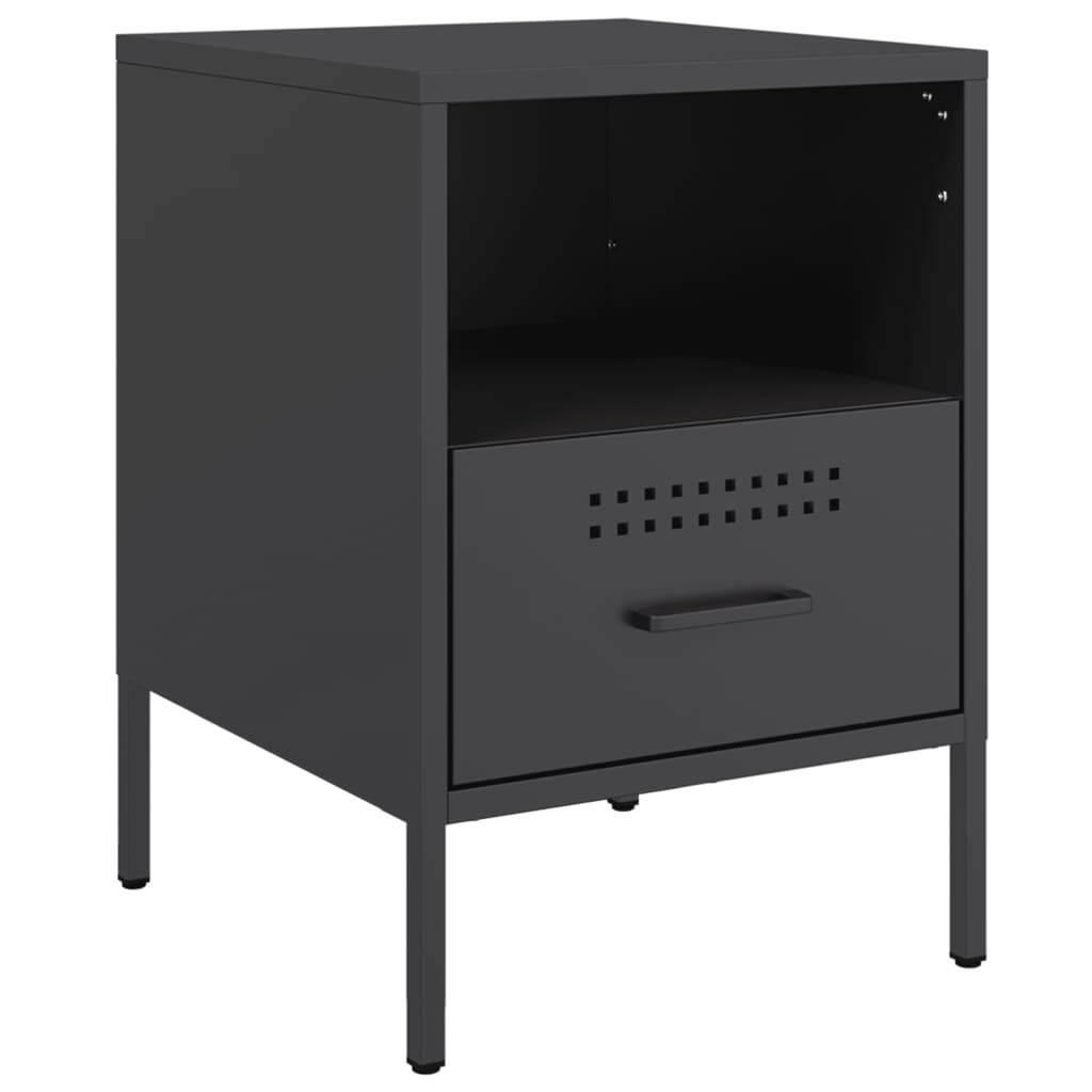 Black Steel Bedside Cabinets Set of 2 - 36x39x50.5 cm