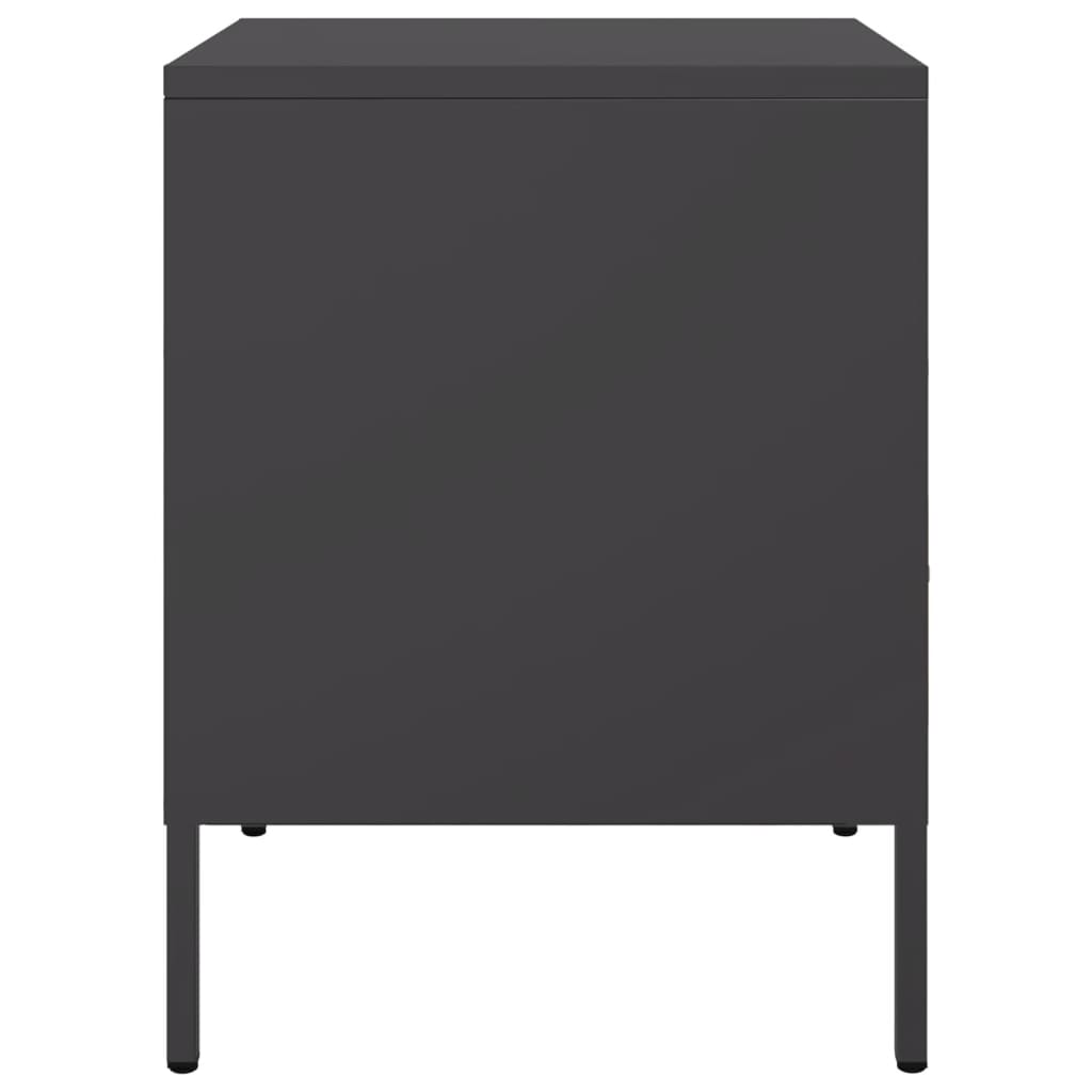 Black Steel Bedside Cabinets Set of 2 - 36x39x50.5 cm