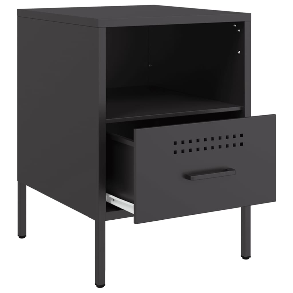 Black Steel Bedside Cabinets Set of 2 - 36x39x50.5 cm