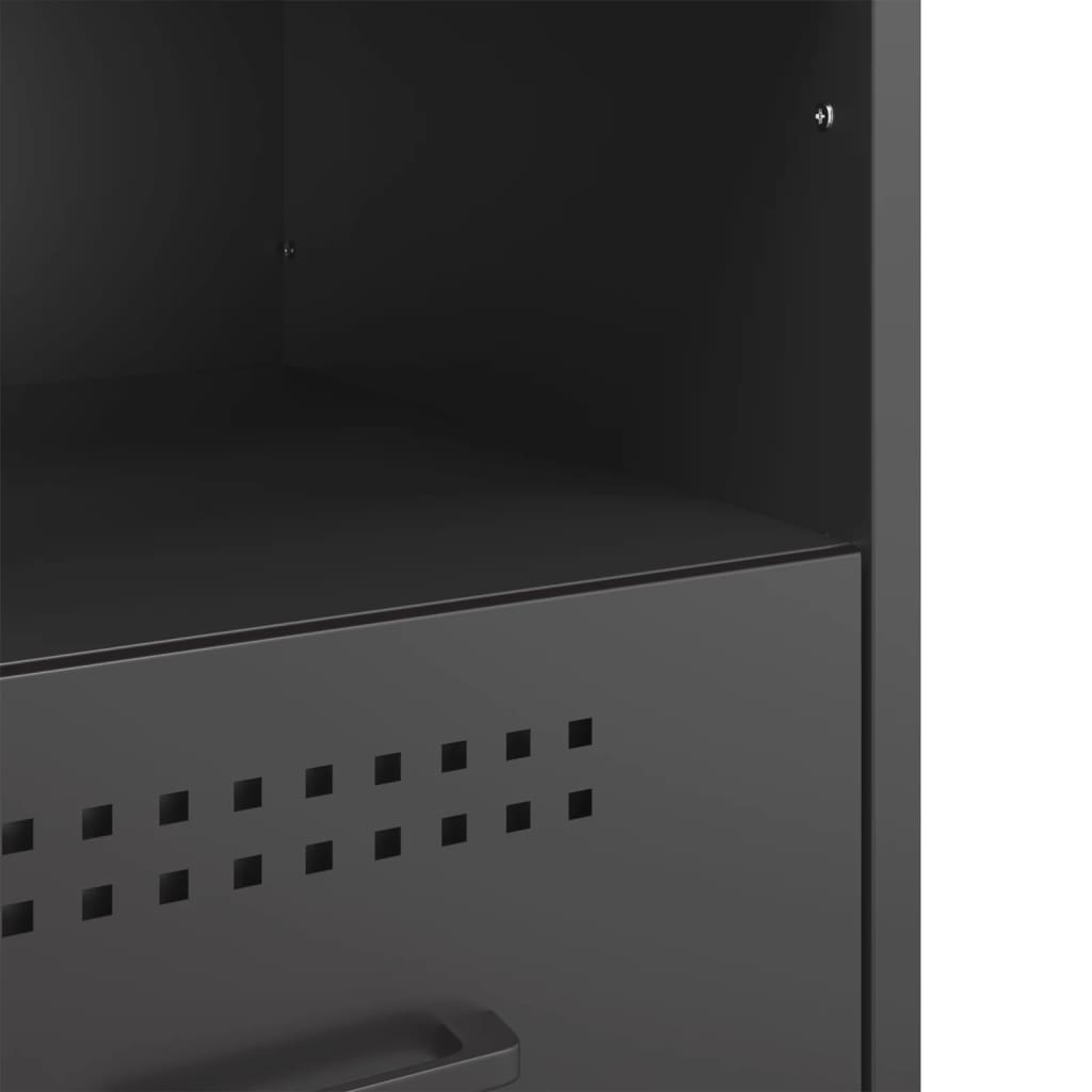 Black Steel Bedside Cabinets Set of 2 - 36x39x50.5 cm