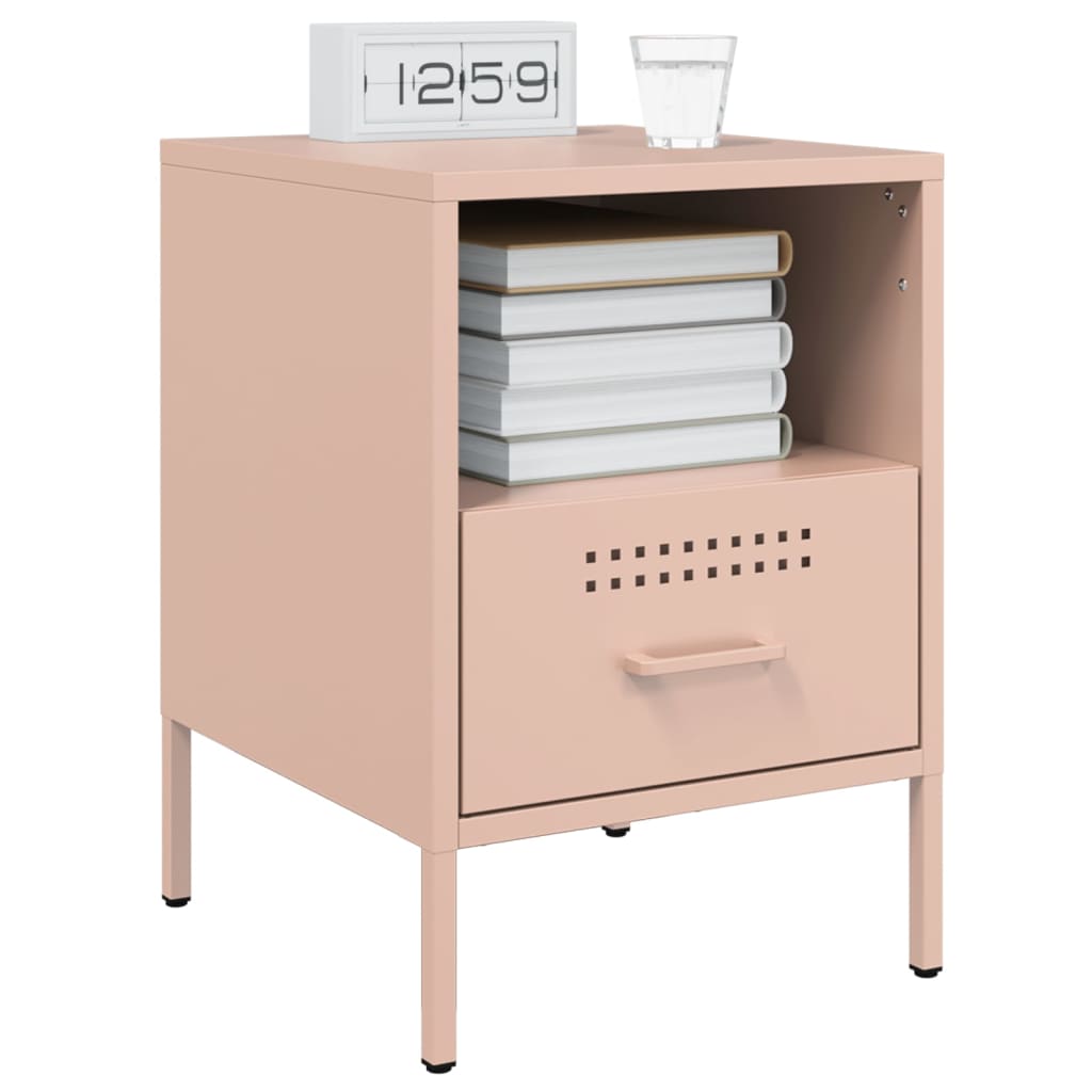 Pink Steel Bedside Cabinets Set of 2 - 36x39x50.5 cm