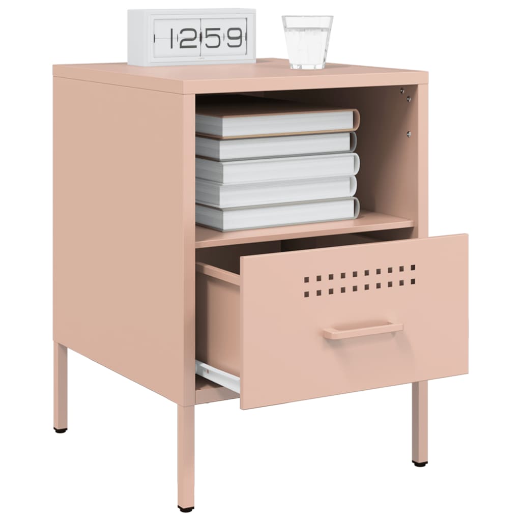 Pink Steel Bedside Cabinets Set of 2 - 36x39x50.5 cm