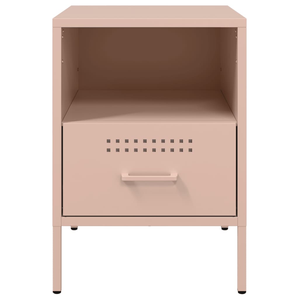 Pink Steel Bedside Cabinets Set of 2 - 36x39x50.5 cm