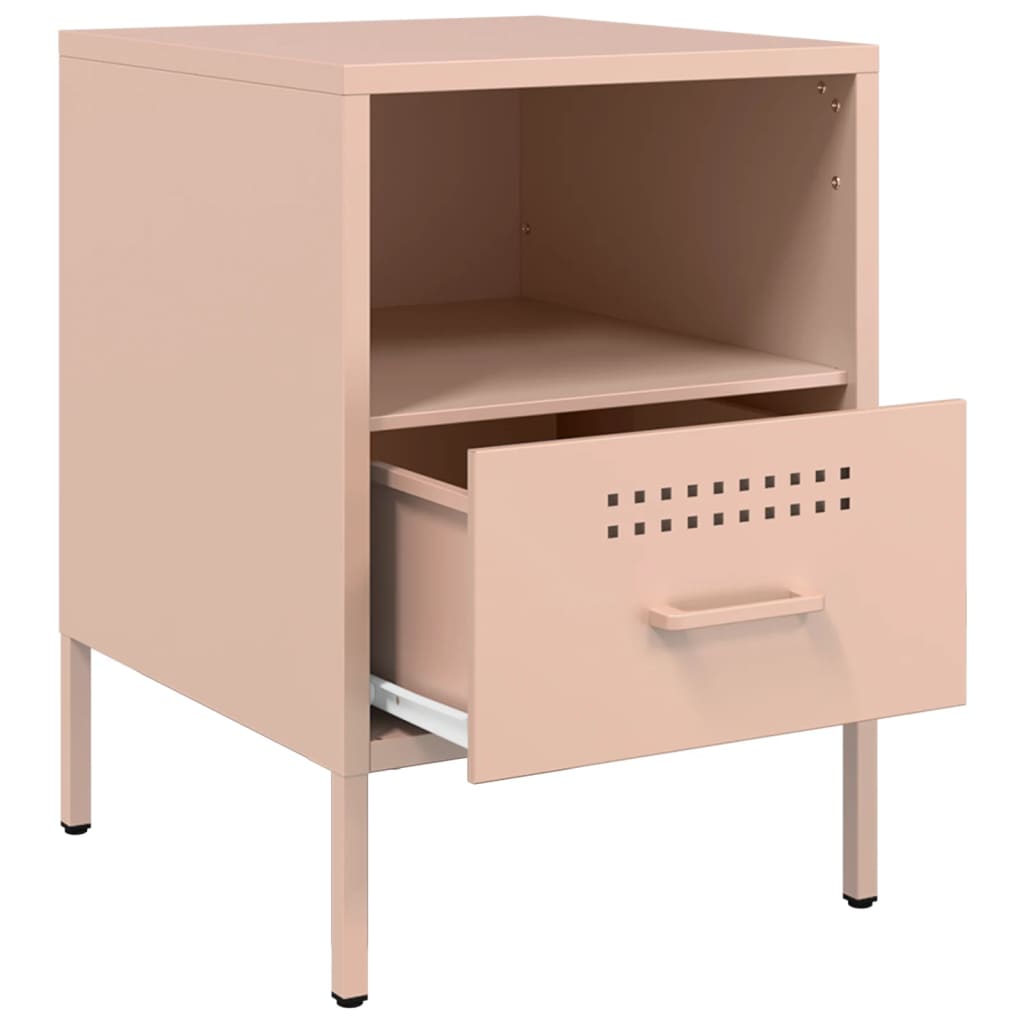 Pink Steel Bedside Cabinets Set of 2 - 36x39x50.5 cm