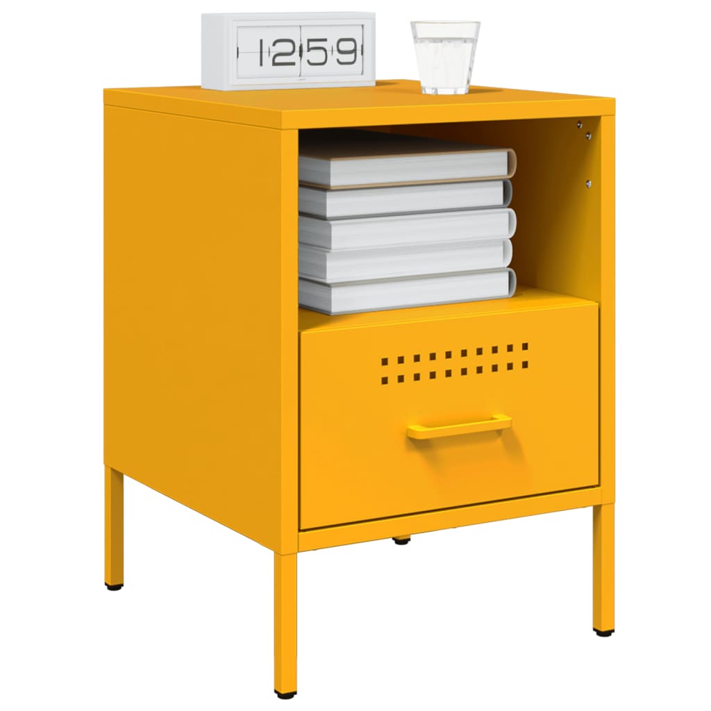 Mustard Yellow Steel Bedside Cabinets 2 pcs, 36x39x50.5 cm