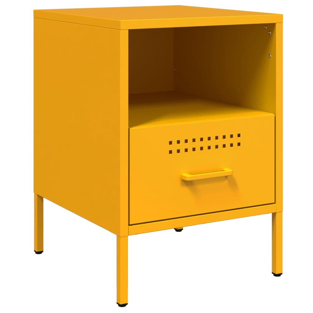Mustard Yellow Steel Bedside Cabinets 2 pcs, 36x39x50.5 cm