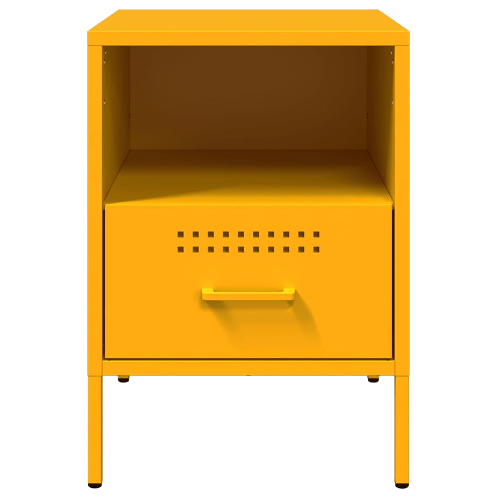 Mustard Yellow Steel Bedside Cabinets 2 pcs, 36x39x50.5 cm