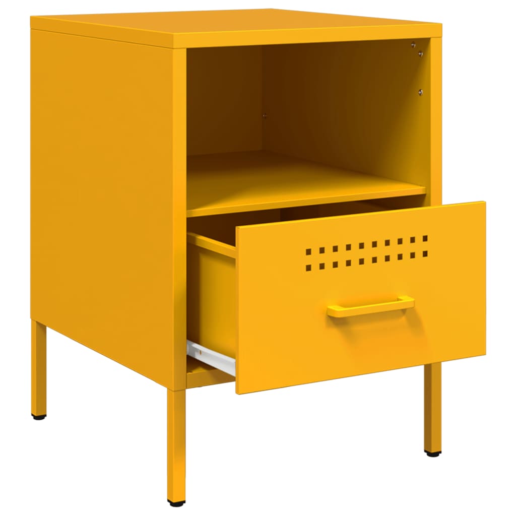 Mustard Yellow Steel Bedside Cabinets 2 pcs, 36x39x50.5 cm